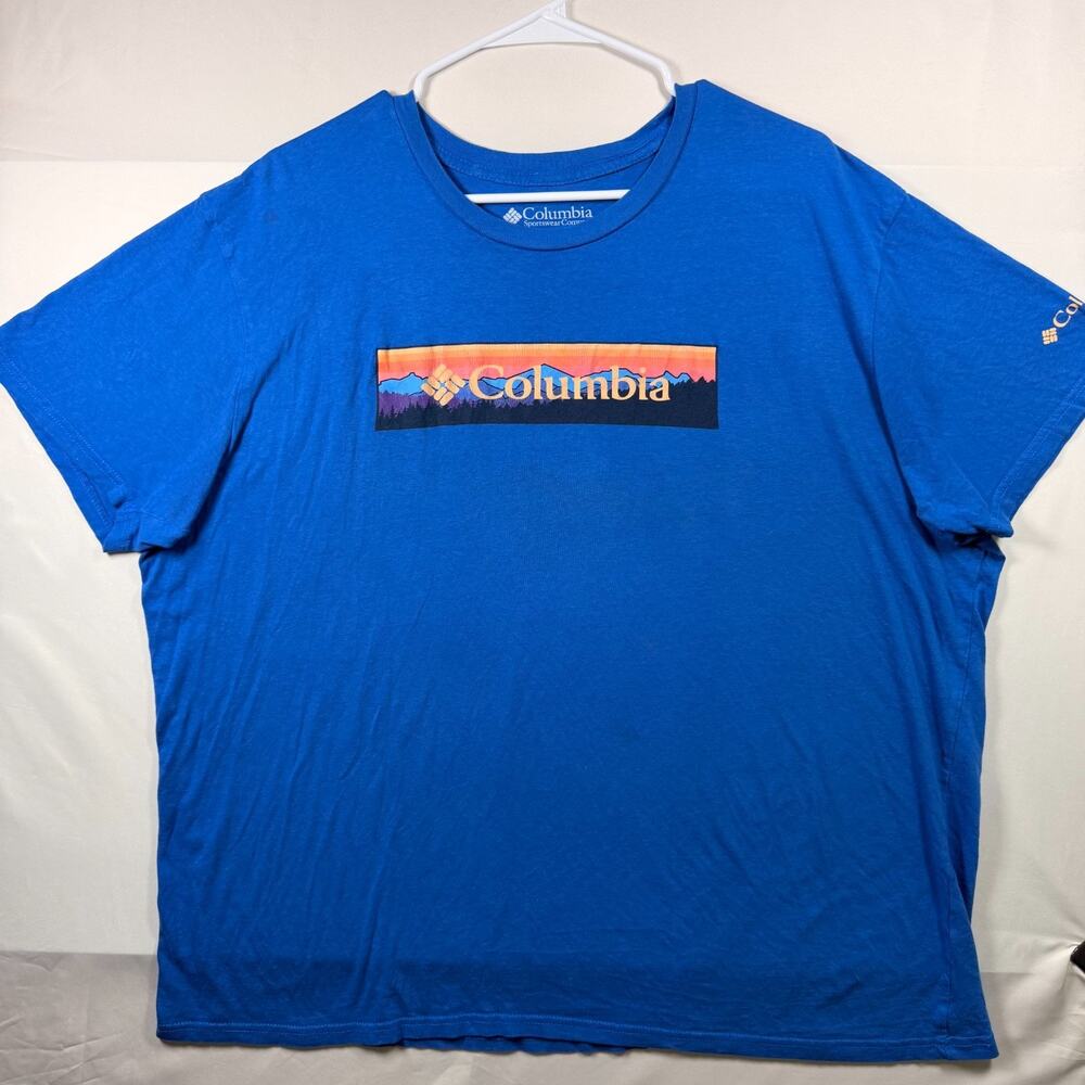 Columbia Sportswear Company Graphic Short Sleeve T Shirt Blue Mens Size XL